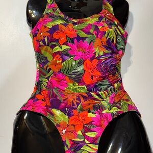 VintageTropical Floral Women's‎ Sunbird  One Piece Swimsuit Made in the USA